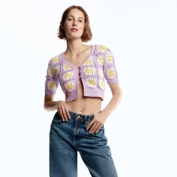 Zara Crochet Knit Cardigan M - Picture 2 of 5